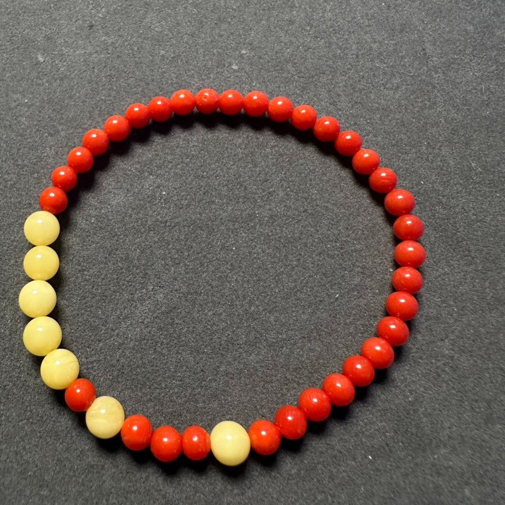 Baltic Sea Amber & Italy Red Coral 15cm bracelet